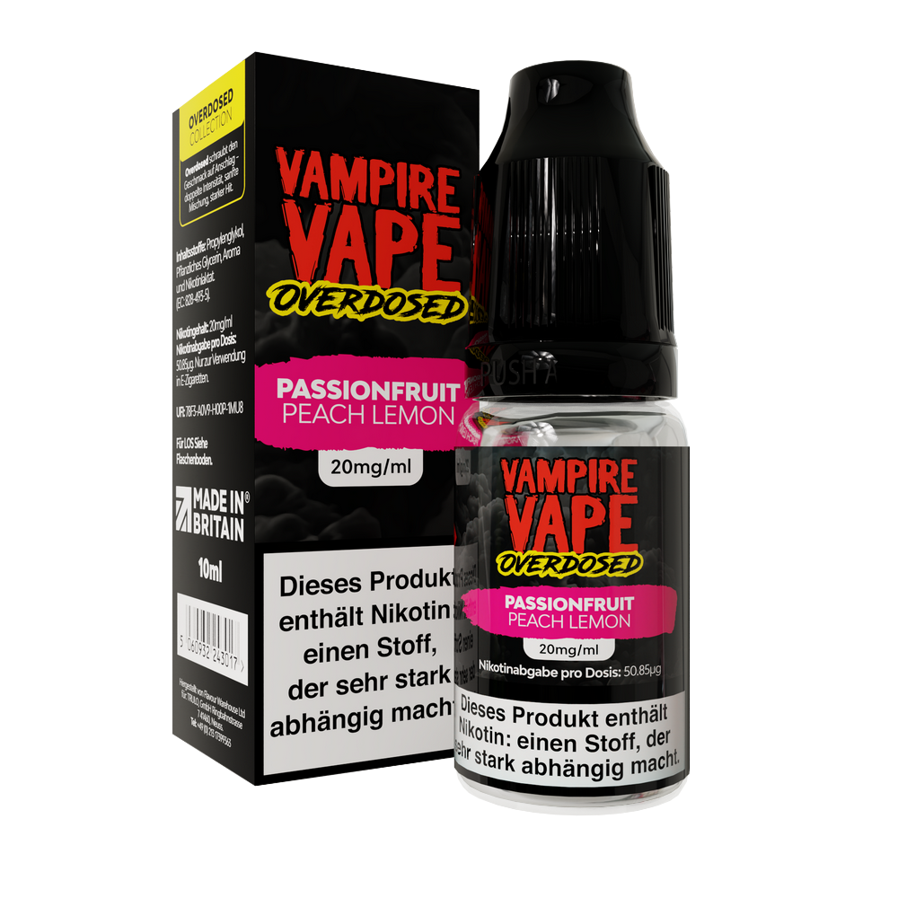 Vampire Vape - 10ml Nic Salts - Passionfruit Peach Lemon 20mg/ml Nikotinsalz